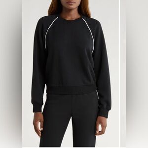Spanx Airpique Crewneck Pullover Sweatshsirt in Black Size 3X